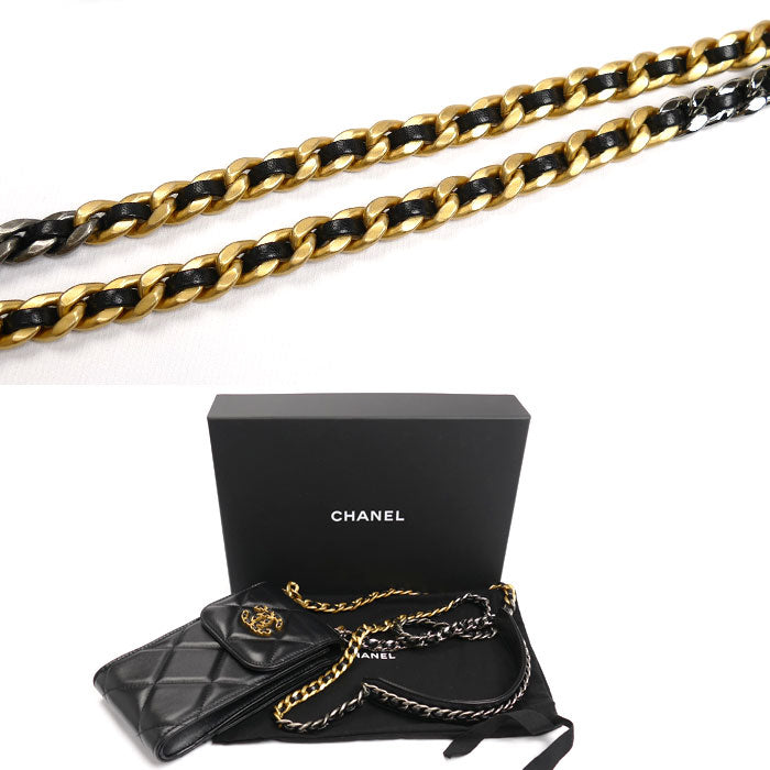 CHANEL シャネル シャネル19 フォンケース ショルダーバッグ ブラック AP1773 B04852 94305 レディース【中古】【美品】