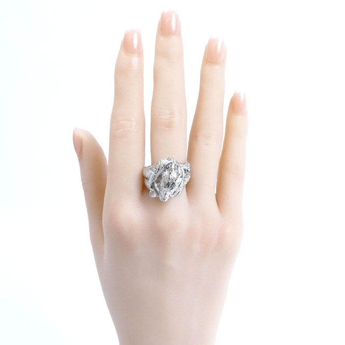 Pt900プラチナ 龍 ドラゴン リング・指輪 ダイヤモンド0.1ct 18.5号 18.5g メンズ【中古】