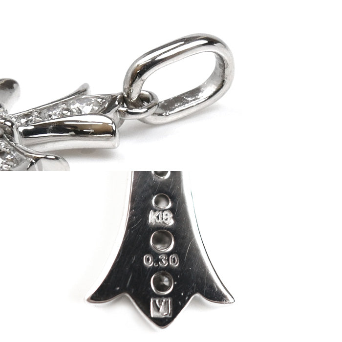 VALUABLE K18WG ホワイトゴールド VJ クロス ペンダントトップ ダイヤモンド0.30ct 2.6g メンズ【中古】【美品】