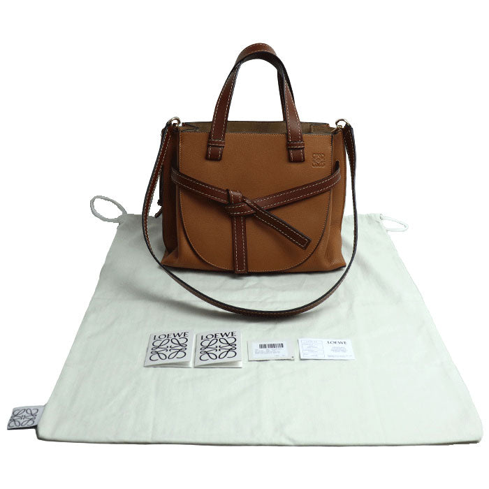 LOEWE ロエベ ゲート トップハンドル 2Wayショルダーバッグ ブラウン キャメル 321.12.U61 レディース【中古】