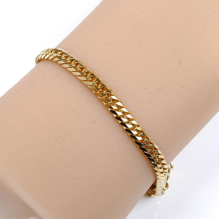 K18YG イエローゴールド ブレスレット 喜平6面Wカット 10.4g 17.5cm レディース【中古】