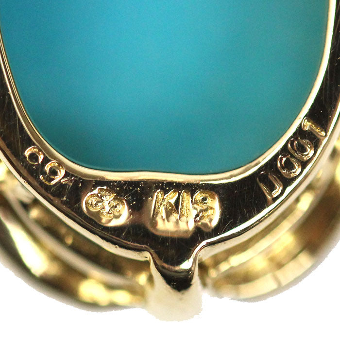 K18YG イエローゴールド ペンダントトップ トルコ石9.90ct ダイヤモンド0.01ct 5.8g レディース【中古】