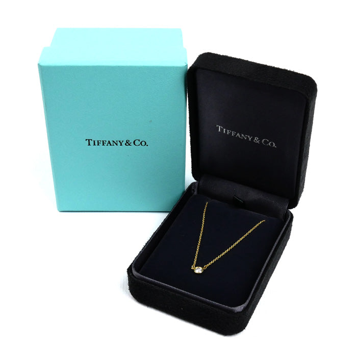 TIFFANY&Co. ティファニー K18YG イエローゴールド バイザヤード ネックレス ダイヤモンド 1.8g 41cm レディース【中古】