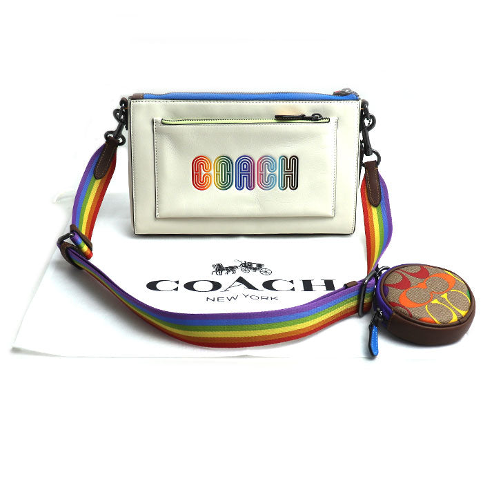 COACH コーチ ホールデン ショルダーバッグ レインボー ショルダーバッグ ホワイト マルチ C9854 レディース【中古】【美品】