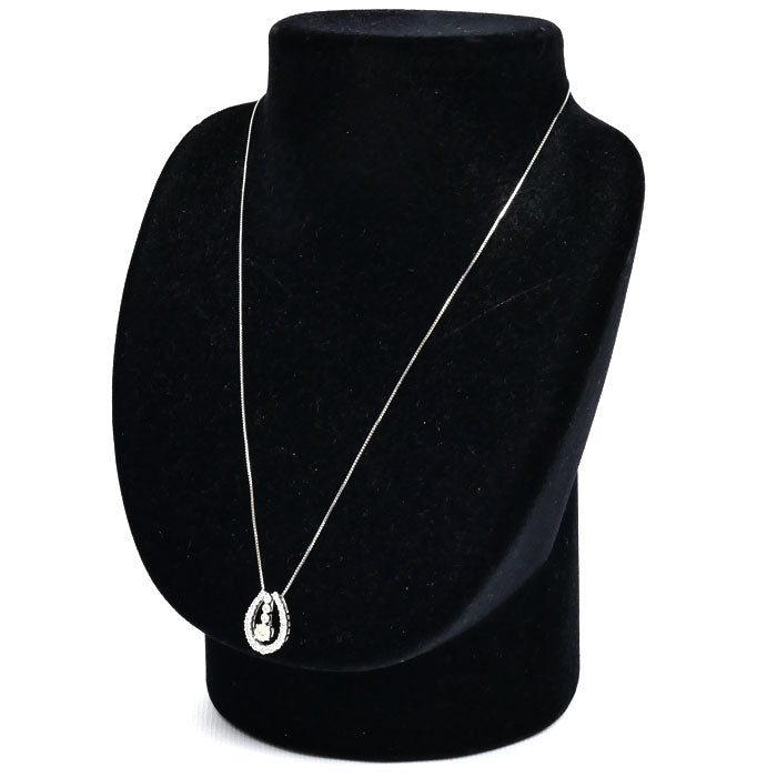 K18WG ホワイトゴールド ネックレス ダイヤモンド0.14ct/0.350ct 4.2g ~42cm フリーチェーン レディース【中古】
