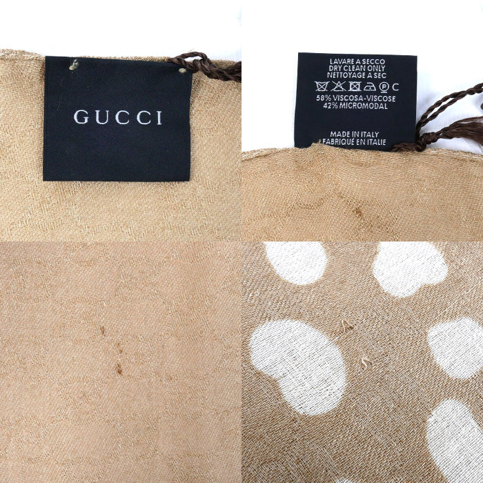 GUCCI グッチ GG柄 レオパード ストール ベージュ 325338 3G814 9678 レディース【中古】