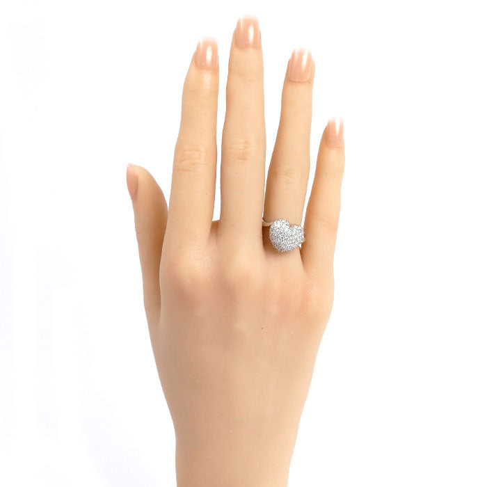 Pt900プラチナ ハート リング・指輪 ダイヤモンド1.03ct 12号 8.1g レディース【中古】【美品】