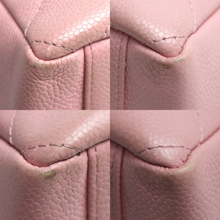 CHANEL シャネル キャビアスキン PST プチ ショッピングトート トートバッグ ピンク レディース【中古】