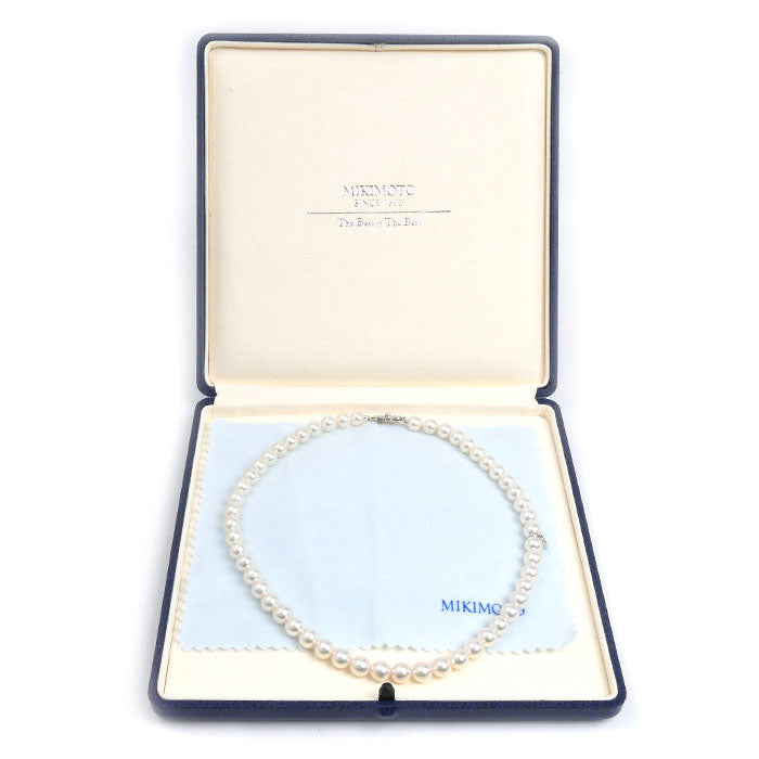 MIKIMOTO ミキモト ベストオブベスト ネックレス アコヤパール約7.3~7.8mm ダイヤモンド 38.6g 43cm Mチャーム付き Pt999・K18 レディース【中古】【美品】