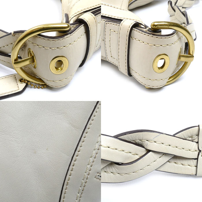 COACH コーチ オールレザー ホーボー ショルダーバッグ ホワイト 10043 ワンショルダー レディース【中古】