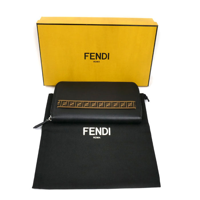 FENDI フェンディ FFロゴ ジップアラウンド ウォレット 長財布 ラウンドファスナー ブラック/ブラック 7M0276 A8VC F17BJ メンズ【中古】