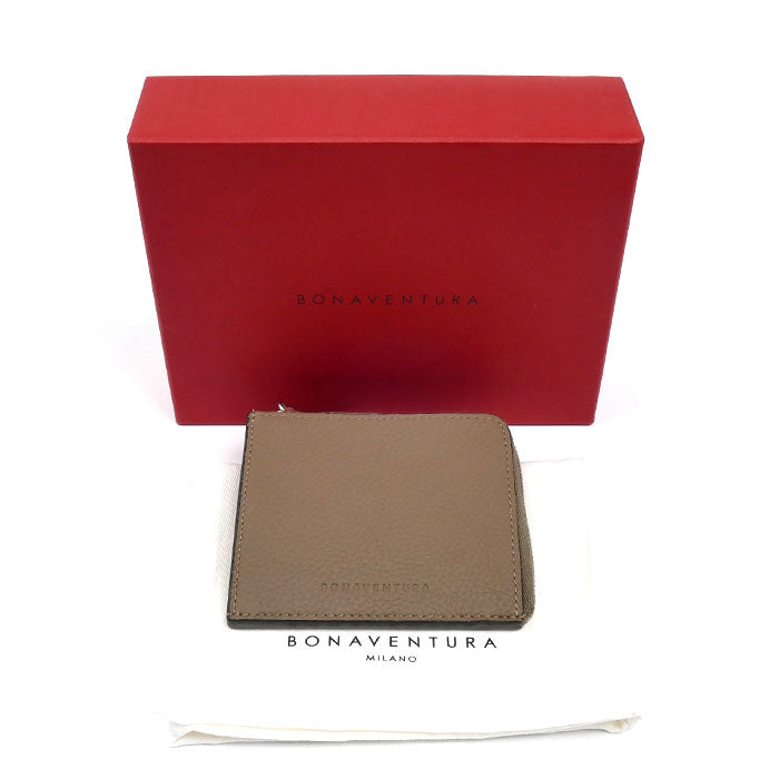 BONAVENTURA L字ジップウォレット コインケース ミニ財布 エトープ × イエロー BWAT39 ユニセックス【中古】