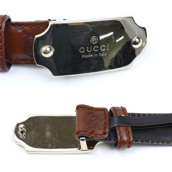 GUCCI グッチ グッチシマ プレートバックル ベルト ブラウン 146439
70/28 レディース【中古】
