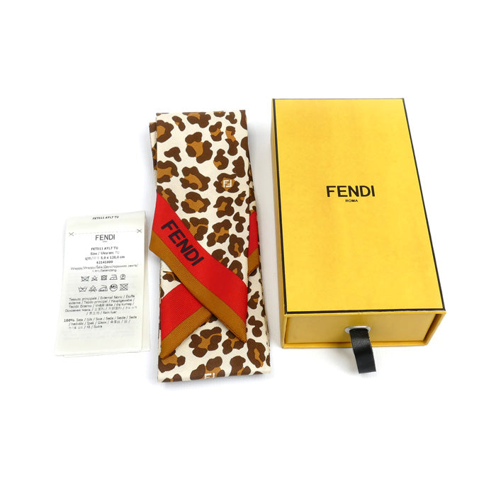 FENDI フェンディ ラッピー レオパード スカーフ マルチカラー FXT011 レディース【中古】【美品】
