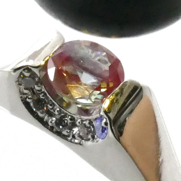 Pt900プラチナ リング・指輪 アレキサンドライト0.30ct ダイヤモンド0.05ct 7.5号 4.5g レディース【中古】