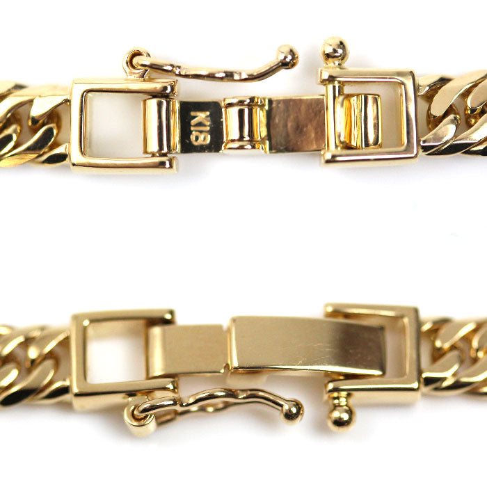 K18YG イエローゴールド ブレスレット 喜平6面Wカット 12.0g 18cm ユニセックス【中古】