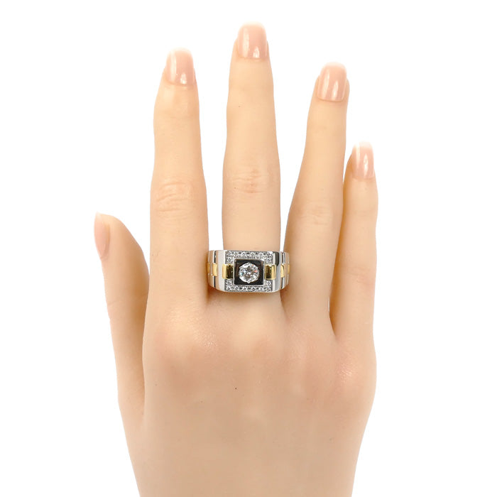 PT900/K18YG リング・指輪 ダイヤモンド0.392ct/0.15ct 22号 23.0g メンズ【中古】【美品】