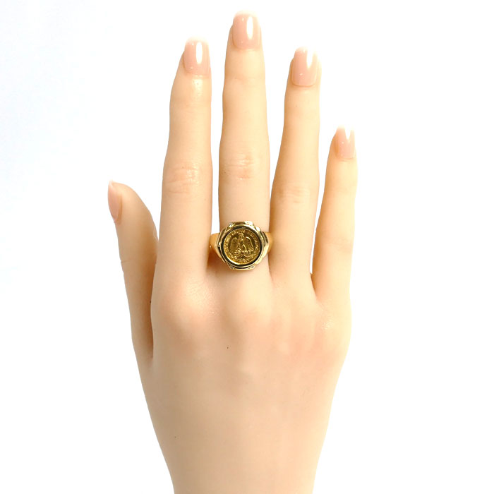 K21.6YG/K18YG メキシコ金貨 2ペソ リング・指輪 ダイヤモンド 16.5号 6.9g ユニセックス【中古】