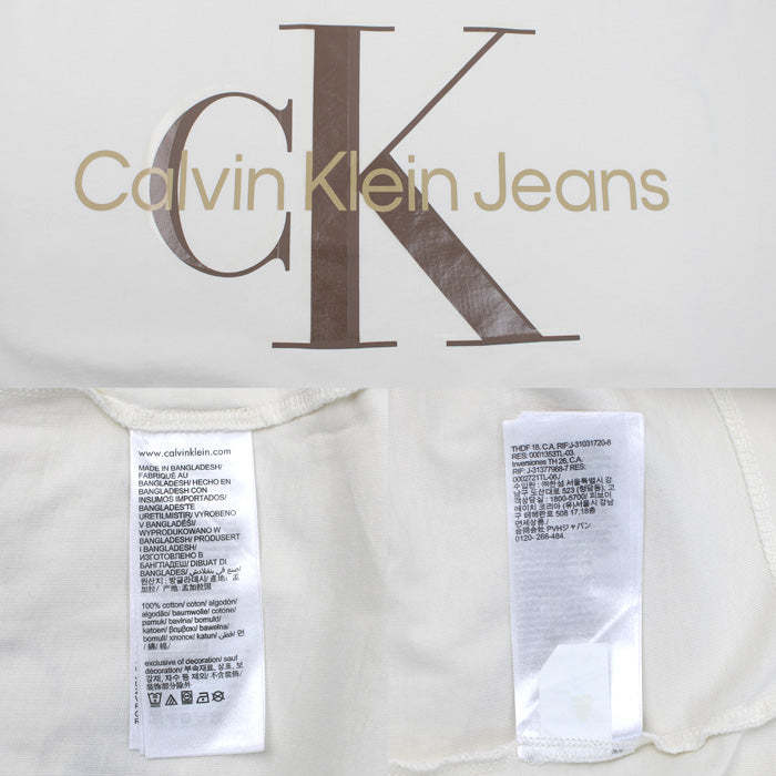 Calvin klein Jeans カルバンクラインジーンズ ロゴ 半袖Tシャツ ライトベージュ S メンズ【中古】