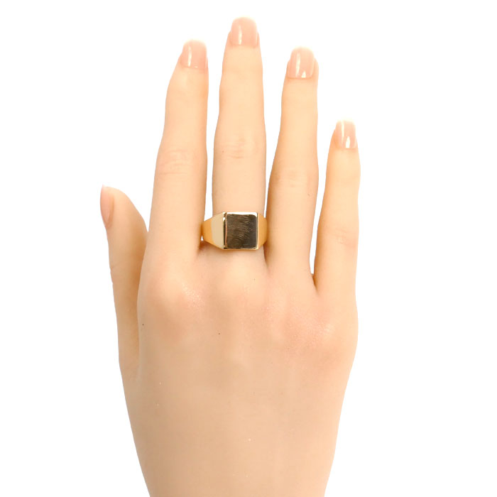 K18YG イエローゴールド 印台 リング・指輪 20号 9.2g メンズ【中古】