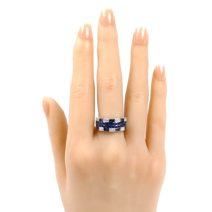 K18WG ホワイトゴールド リング・指輪 サファイア2.50ct ダイヤモンド0.15ct 12号 5.9g レディース【中古】