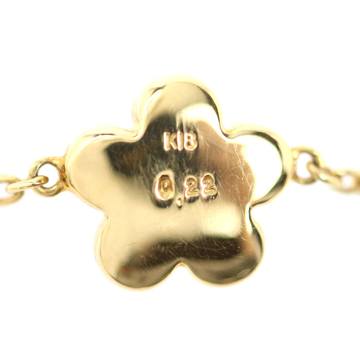 K18YG イエローゴールド ブレスレット ダイヤモンド0.22ct 1.6g 16.0cm フラワー レディース【中古】