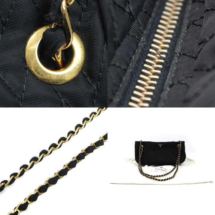 PRADA プラダ キルティング チェーンショルダー ショルダーバッグ ブラック BR4641 レディース【中古】