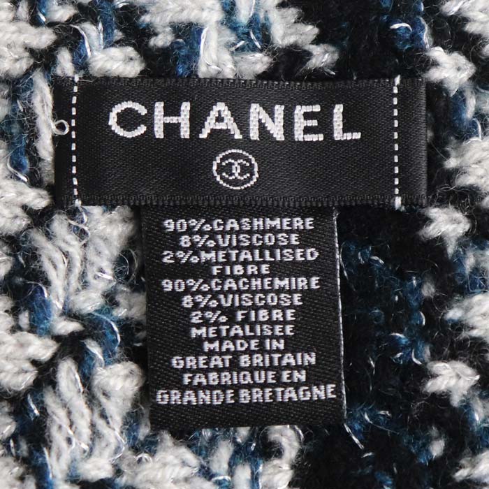 CHANEL シャネル マフラー ブルー カラーミックス レディース【中古】