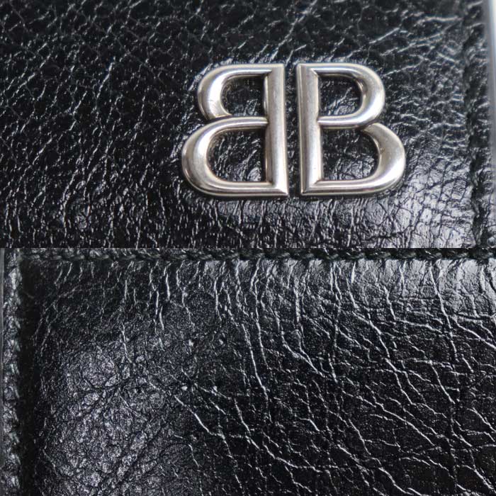 BALENCIAGA バレンシアガ モナコ マネークリップ式二つ折り財布 二つ折り財布 ブラック 792665 2AAS6 1000 メンズ【中古】【美品】