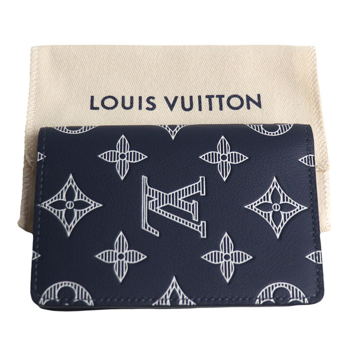 LOUIS VUITTON ルイ・ヴィトン オーガナイザー ドゥ ポッシュ カードケース モノグラムシャドウ ネイビー M83378 ICチップ ユニセックス【未使用】【買取品】