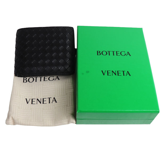 BOTTEGAVENETA ボッテガヴェネタ イントレチャート ピッコロ 二つ折り財布 ブラック 805654V4LQ28803 メンズ【中古】