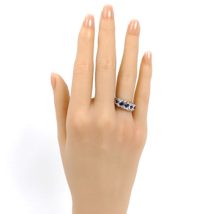 Pt900プラチナ リング・指輪 サファイア0.65ct ダイヤモンド0.18ct 12号 8.0g レディース【中古】