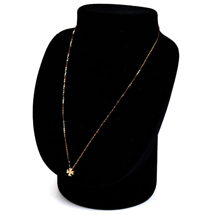 K18PG ピンクゴールド クローバー ネックレス ダイヤモンド0.029ct 1.6g 39.5/42/44.5cm レディース【中古】