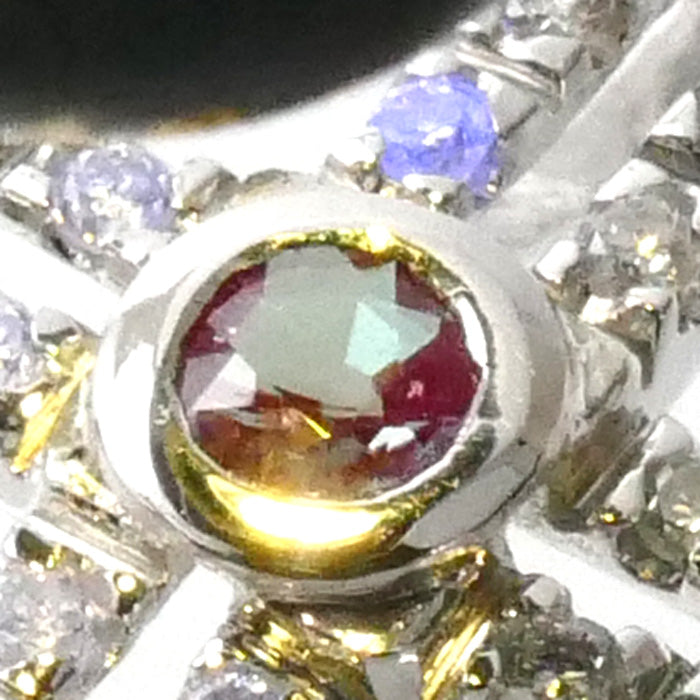 K18WG ホワイトゴールド クロス ペンダントトップ アレキサンドライト0.10ct ダイヤモンド0.32ct 1.4g ユニセックス【中古】