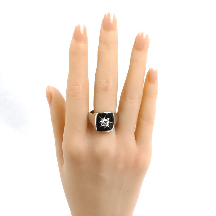 Pt900プラチナ 印台 リング・指輪 ダイヤモンド0.58ct 20号 29.5g メンズ【中古】