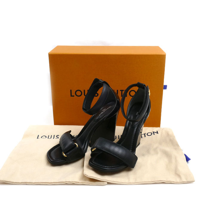 LOUIS VUITTON ルイ・ヴィトン ステラーライン アンクルストラップ サンダル ブラック SW0242
35 レディース【中古】