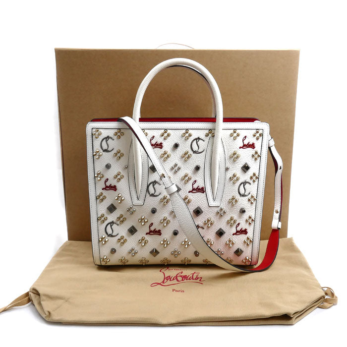 Christian Louboutin クリスチャンルブタン パロマS ミディアム 2Wayショルダーバッグ スノー/レッド/ゴールド 3195275 Q288 レディース【中古】【美品】