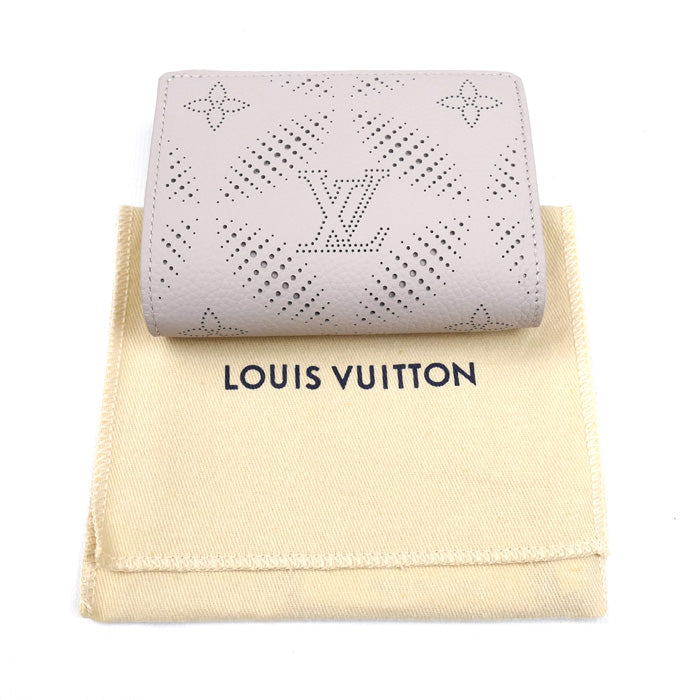 LOUIS VUITTON ルイ・ヴィトン ポルトフォイユクレア 二つ折り財布 マヒナ グレージュ/ピンク M13470 ICチップ レディース【中古】【美品】