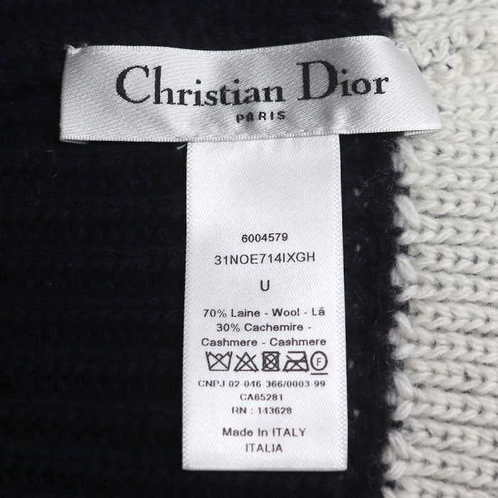 Dior ディオール ニット ウォーム レター ビーニー ニットキャップ ネイビー/ホワイト 31NOE714IXGH ユニセックス【中古】