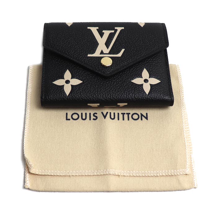 LOUIS VUITTON ルイ・ヴィトン ポルフォイユ ヴィクトリーヌ 三つ折り財布 バイカラー アンプラント ブラック M80968 ICチップ レディース【未使用】【買取品】