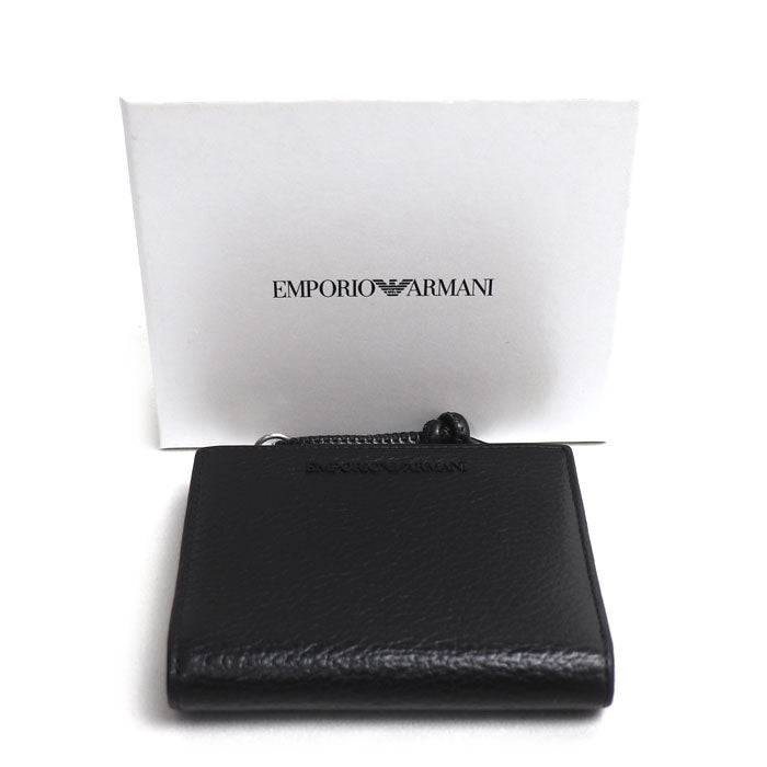 Emporio Armani エンポリオ・アルマーニ ジップ付きカードホルダー 二つ折り財布 ブラック Y4R262Y068E80001 メンズ【中古】