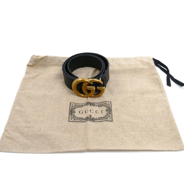 GUCCI グッチ GGエンブレム ワイド ベルト ブラック 400593 レディース 75/30【中古】