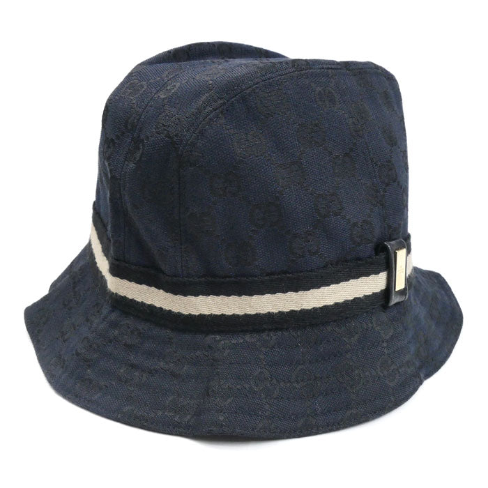 GUCCI グッチ GGキャンバス ハット ブラック L レディース【中古
