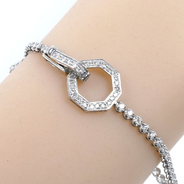 K18WG ホワイトゴールド テニス ブレスレット ダイヤモンド1.00ct 5.1g レディース【中古】【美品】