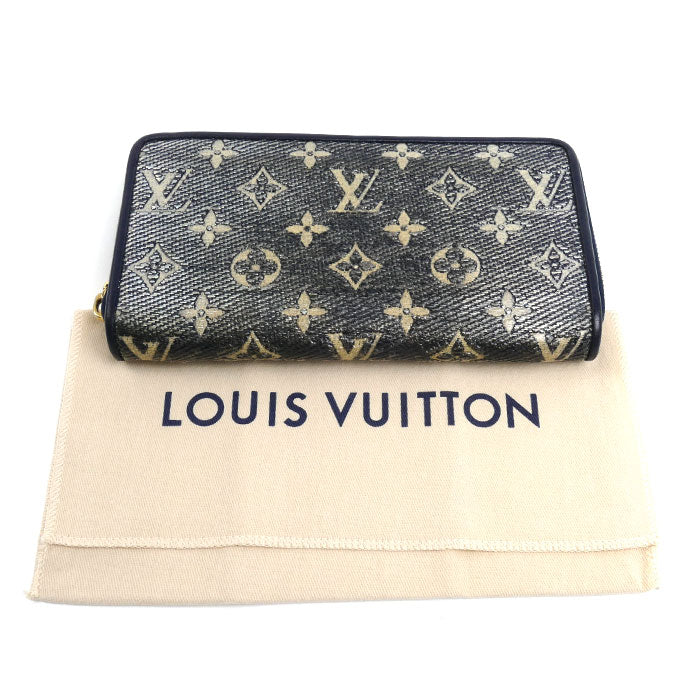 LOUIS VUITTON ルイ・ヴィトン ジッピーウォレット 長財布 ラウンドファスナー モノグラムジャガード シルバー×ネイビー M82468 IC レディース【中古】