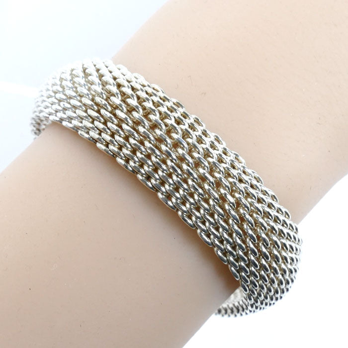 TIFFANY&Co. ティファニー シルバー925 サマセット メッシュ バングル 57.9g ユニセックス【中古】