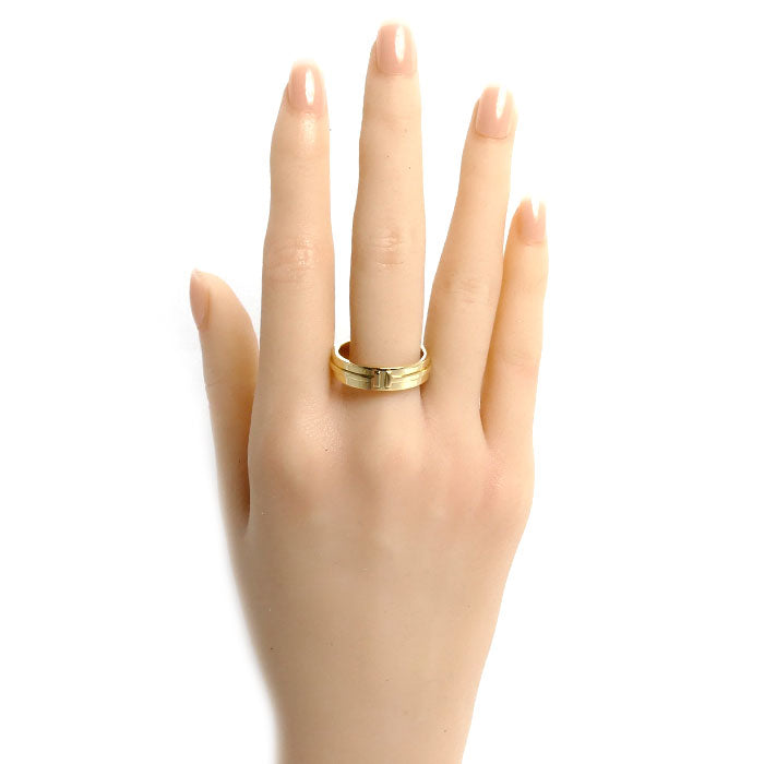 TIFFANY&Co. ティファニー K18YG イエローゴールド T TWO ワイド リング・指輪 19.5号 10.7g メンズ【中古】