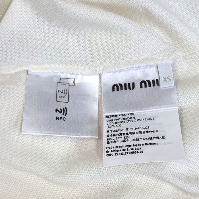 MIUMIU ミュウミュウ コットンピケ ポロシャツ ポロシャツ ホワイト MJN535_14RW_F0009_S_OOO IC XS 半袖 レディース【中古】【美品】