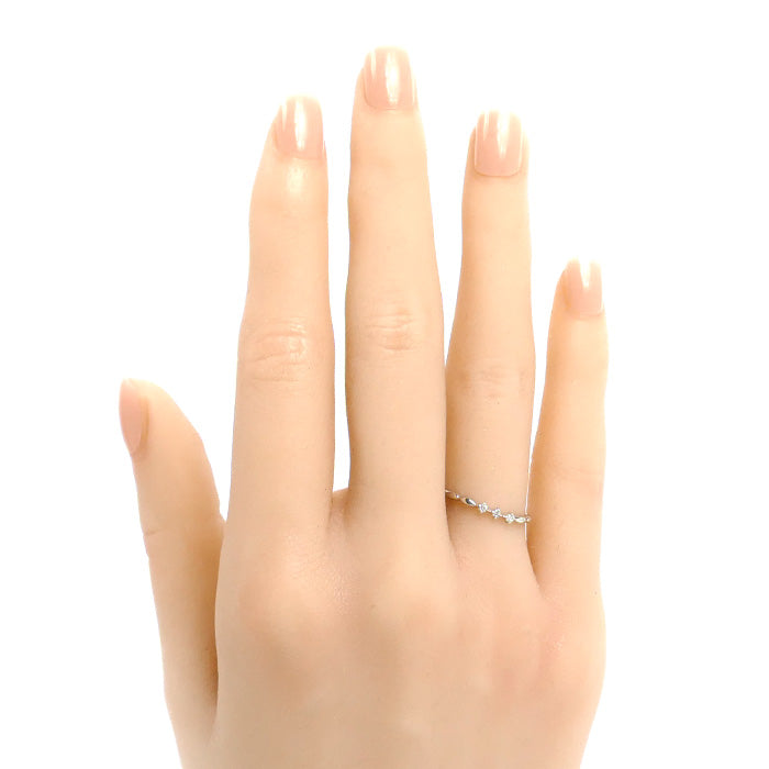 ete エテ K10WG ホワイトゴールド リング・指輪 ダイヤモンド0.04ct 9号 0.8g レディース【中古】
