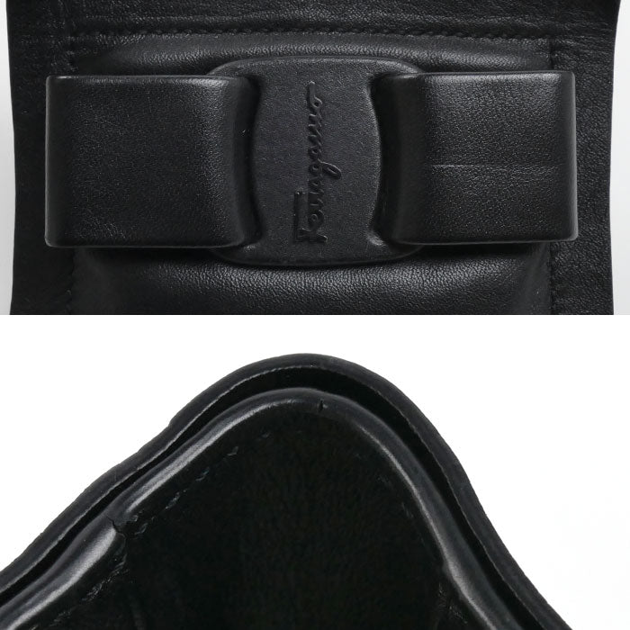 Salvatore Ferragamo サルヴァトーレフェラガモ ヴァラリボン カードケース ブラック JL-22 0295/220295 レディース【中古】